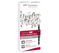Tombow Marker ABT Dual Brush 12P-3, couleurs gris (12)