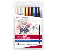 Tombow Feutres pinceau à double pointe AB-10C Set de 10 Manga Shonen