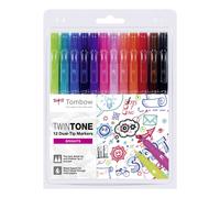 Tombow Feutres à deux pointes TwinTone WS-PK-12P-1 - Kit 12 couleurs vives