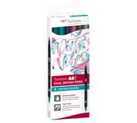 Tombow - Stylos ABT à double pinceau - Lot de 6, couleurs vintage, effaçables à l'eau - ABT-6C-5