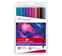 Tombow Feutres pinceau ABT Dual ABT-10C-3, double pointes, à base d'eau – Set de 10 couleurs Galaxy