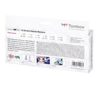 Tombow ABTP-12P-2 Marqueur à base d'alcool ABT PRO à deux pointes, set de 12 pièces, Pastel Colors