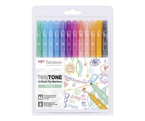 Tombow Marqueur TwinTone pastel 0,3/0,8 (12)