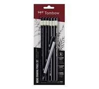 Tombow Set de crayons graphite MONO-6PC-SET Lot de 6 2H HB B 2B 4B 6B porte-gomme Multicolore