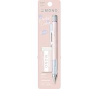 Tombow MONO graph et gomme MONO Rose corail. Porte-mine 0,5mm de précision, pointe de 4mm, mécanisme d'agitation, tube en laiton stable, rechargeable, gomme incluse. Gomme MONO. [SH-MG84-PE04A]