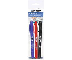 Tombow OS-TME-3P Marqueur permanent MONO twin Kit de 3 couleurs: noir, bleu, rouge