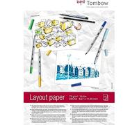 Tombow Papier Layout PB-LAYOUT A4 blanc semi-transparent bloc 75 pages