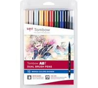 Tombow Peintre double fibre "ABT DUAL BRUSH PEN" Set de 10 Manga Shonen