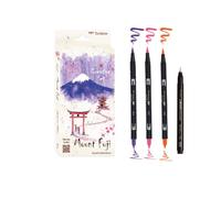 Tombow Set Créatif Japon Edition Limitée Mont Fuji, 3 ABT Dual Brush Pens, 1 MONO drawing pen, 15 P de papier aquarelle A6 et QR-Code vers une vidéo tutorielle [JAPAN-SET2]