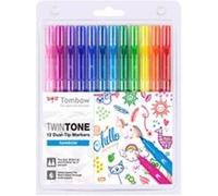 Tombow tombow feutre double pointe "twintone" rainbow, set de 12 noir G