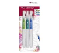 Tombow Wb-3P Set de Pinceaux avec Réservoir D’Eau (Vide), 3 Pièces, 1x Pointe de Pinceau Fine, moyenne et Plate,Multicolore