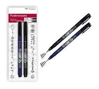 Tombow WS-BHS-2P 2 Feutres brush Fudenosuke: 1 avec Pointe Dure, 1 avec pointe souple Noir