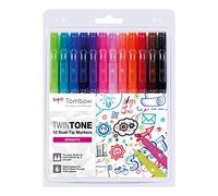 Tombow WS-PK-12P-1 Feutres à deux pointes TwinTone, kit de 12 couleurs vives