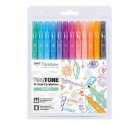Tombow WS-PK-12P-2 Feutres à deux pointes TwinTone, kit de 12 couleurs pastel