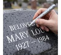 Tombstone Marqueur en or et argent pour faire revivre le lettrage délavé, construction PET de haute qualité, taille compacte portable pour une manipulation facile, convient pour les pierres