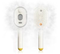 Tomedeks 1 Stück Peigne de Massage Électrique à Coussin d'Air avec Spray et Lumière Rouge, Brosse Vapeur Lissante pour Cheveux, Brosse Brumisatrice Rechargeable USB pour Tous Types de Cheveux (Weiß)