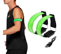Tomedeks 2 Pièces Bracelet lumineux, Brassard reflechissant, Lampe pectorale running, Bracelet fluorescent lumineux pour Bras/Poignet/Cheville/Jambe Course, Cyclisme