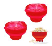 Tomedeks 2 Pièces Pop Corn Micro Ondes, Bol À Pop-Corn en Silicone pour Micro-Ondes avec Couvercle, Pliable Machine À Popcorn, Reusable Popcorn Micro Ondes, pour Maison, Cuisine, Films(Rouge)