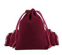 Tomedeks 5PCS velours bijou sac cordon, banquet cadeau pochon tissu bijoux emballage savon toile de jute 10 x 8 CM (Red wine)
