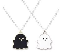 Tomedeks Collier d'Halloween fantôme noir et blanc, collier pour couple, colliers mignons, cadeaux d'Halloween, colliers doubles pour couple, collier polyvalent pour parent enfant