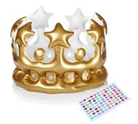 Tomedeks Couronne d'anniversaire, couronne gonflable, couronne de roi doré - Fournitures de fête d'anniversaire pour adultes, couronne de roi de bal, accessoire fantaisie amusant, accessoires