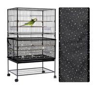 Tomedeks Grande housse de cage à oiseaux, attrape-graines pour cage à oiseaux, filet réglable en maille de nylon souple avec motif étoiles, housse de protection pour cage à oiseaux, accessoires de