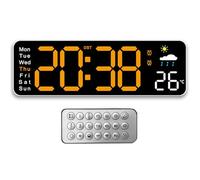 Tomedeks Horloge Murale Numérique LED avec Télécommande Positif Compte à Rebours Luminosité Réglable Pendules Murales pour Salon Cuisine Bureau Gymnase (12 Pouces Orange)