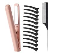 Tomedeks Mini fer à Friser Portable USB, Avec Boîtier de Protection Contre la Chaleur,Pour Tous Types de Cheveux, lisseur, Avec Outils de Tressage pour Coupe de Cheveux (Rose)