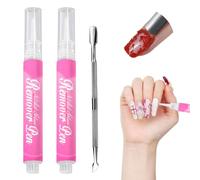 Tomedeks Stylo Dissolvant pour Colle à Ongles Enlèvement de Vernis à Ongles 10 Secondes,Disolvant a Ongles,Nail Glue Remover Pen Avec Grattoir,Dissolvant Colle a Ongle Solide pour Faux Ongles,2Pcs