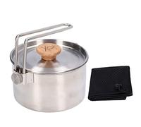 Tomedny 1L Camping Pot, Stainless Steel Portable Camping Cookware with Detachable Handle and Lid, Camp Cookware for Outdoor Picnic Hiking Travel