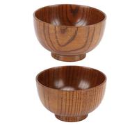 Tomedny 2pcs Bols en bois faits à la main, bol japonais en bois pour nouilles à soupe de riz tremper salade dessert collations à thé de café au café pour le restaurant à domicile