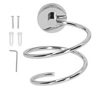 Tomedny Cintre pour sèche-cheveux, support de sèche-cheveux mural, support de rangement pour sèche-cheveux, organisateur d'outils en spirale pour salle de bain, chambre à coucher, salon (Chromé)