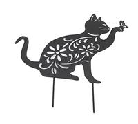 Tomedny Décor de Jardin de Chat Noir, enjeux de Jardin en métal, enjeux décoratifs pour Patio, Cour, pelouse décorations extérieures, Ornements de chemins extérieurs
