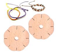 Tomedny Kumihimo Disk 8 Slots, 2PCS Bracelet Kit Board for Cord Wooden Round Kumihimo Disk Beading Cord Bracelet Maker Round Thread Square Weaving Plate Braided Weaving Board