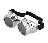 Tomedny Lunettes Steampunk, lunettes Steampunk vintage, lunettes punk cosplay, lunettes steam punk pour adultes, femmes, hommes, costume d'Halloween (Bright silver)