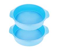 Tomedny Moule à gâteau en Silicone, moule à pain antiadhésif, moule à gâteau de forme ronde, outil de cuisson à démoulage rapide pour fromage, chocolat, Pizza 2 pièces (Bleu)