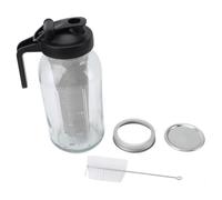 Tomedny Pichet pour cafetière à froid, couvercle de bec verseur en verre épais avec poignée et filtre en acier inoxydable ou café glacé, récipient pour boissons aux fruits (2000ml)