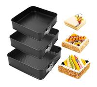 Tomedny Springform Pan, 3 pcs carrés Cake Nastick Cake Pan Gakecake Pans avec des ustensiles de cuisson à fond amovibles pour le gâteau au fromage Cake Pizza Bread Quiches (18/20/22)