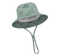 TOMEEK Chapeau de Soleil Bébé Bob Chapeau Garçons Filles Enfants Chapeau Seau d'été UPF 50+ Casquette de Plage Pliable avec Mentonnière Réglable et Large Bord, Vert, Taille S
