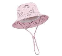 TOM hapeau de Soleil Bébé Bob Chapeau Garçons Filles Enfants Chapeau Seau d'été UPF 50+ Casquette de Plage Pliable avec Mentonnière Réglable et Large Bord, Rose, Taille S