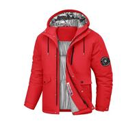 TOMEEK Manteau Homme Veste Ski Imperméable Coupe Vent Hiver Chaud Blousons Homme de Combinaisons de Ski Mesure la Température Possible Avec Capuche et Boussole(Rouge,XL)