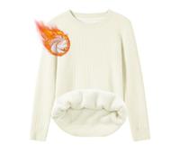 TOMEEK Pull Femme Hiver Chaud col Rond Pull Polaire en Tricot Chic et Elegant Pullover à Manches Longues Thermique Hauts Sweater Casual Chandail Tops