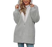 TOMEEK Veste Polaire Femme Chaud Sweat à Capuche Zippée à Capuche Hoodies Sweatshirt avec Poches Longues Manteau Femme Veste à Manches Automne Hiver, Gris, Taille XL