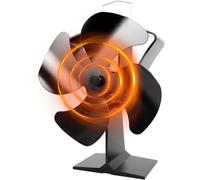 Tomersun Ventilateur de poêle à bois à 4 pales alimenté thermiquement par un brûleur à bois Circulation de chaleur respectueuse de l'environnement pour le brûleur à bois/à bois/cheminée