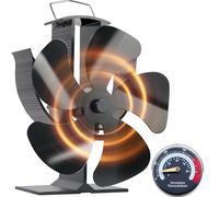 Tomersun Ventilateur à bûches 5 lames pour poêle à bois alimenté par la chaleur Ventilateur de cheminée pour bois/poêle à bûches/cheminée