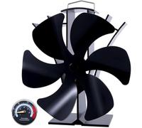Tomersun Ventilateur de poêle à bois 6 lames avec thermomètre alimenté par la chaleur pour cheminée/poêle à bois/brûleur à bûches