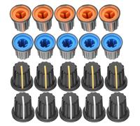 TOMETURE 24 Pièces Bouton de Commande Finition Mate Texturée en Plastique Axe Moleté, Réglage Précis du Volume sans Bruit pour Guitare Électrique et Équipement Audio pour Usage en Studio