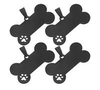TOMETURE 4 Pièces Médaille D'identification Résistante à l'eau l'usure en Acier Inoxydable pour Chien Plaque Personnalisée Pendentif Solide Noir pour Animaux de Compagnie
