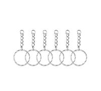 TOMETURE 50 Pièces Porte-clés en Métal Argenté Rond Robustes avec Anneau de Jonction pour Bricolage et Décoration de Paquet Pratiques et Solide