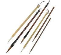 TOMETURE 6pièces Set de Pinceaux de Calligraphie Chinoise Traditionnels Poils Souples Manche Long Portable pour Peinture et Écriture Artistique